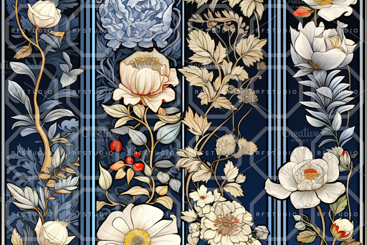 FUSION CHINOISERIE. Seamless Pack, a Texture Illustration by RefinedFantasyStudio (Photo 5 of 9)