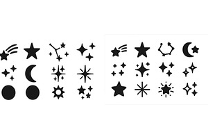 Collection of black star and moon, an Illustration by ZinetroN