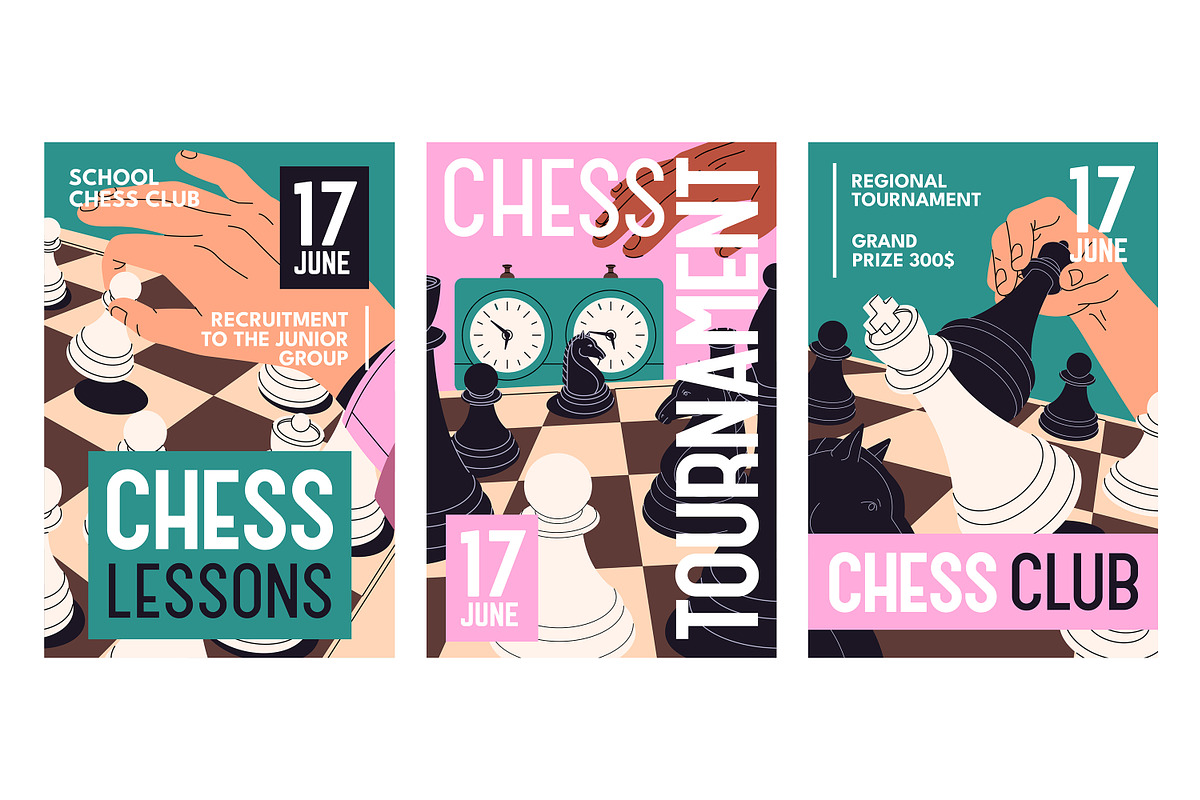 Chess game cards, posters set, a Person Illustration by PaperTrident (Photo 2 of 2)