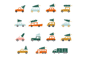 Set of cars in a flat style. A car