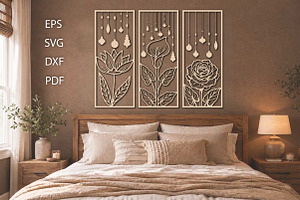 Flower Wood Wall Decor Art Set, an Object Graphic by Creative Art