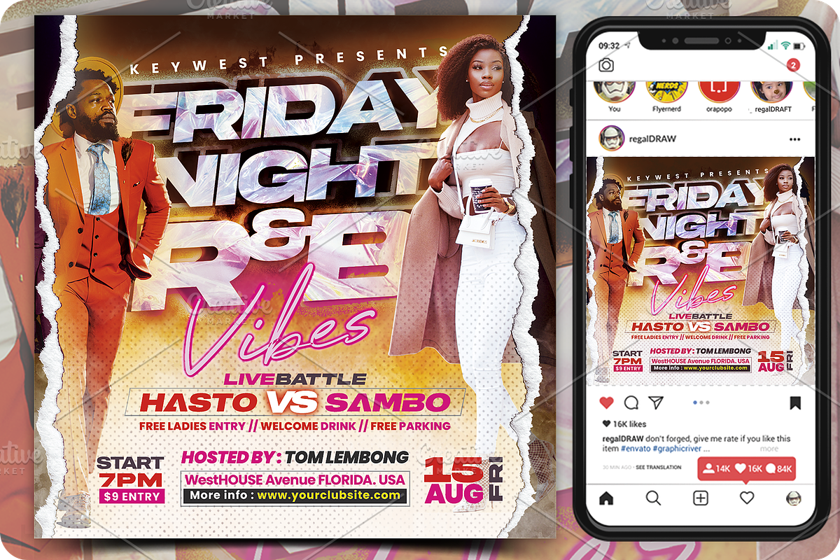 RNB Music Flyer, a Flyer Template by regalDRAW (Photo 1 of 3)
