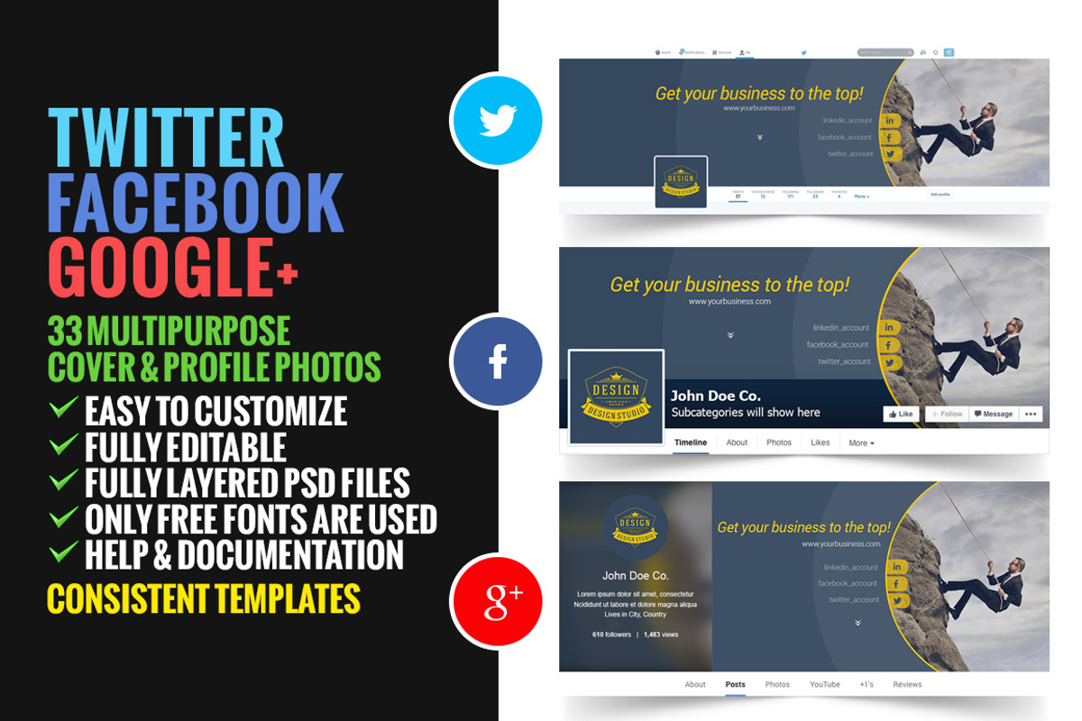 33% OFF  |  Fb Tw G+ Cover, a Templates & Theme by Pixel Strawberry (Photo 1 of 5)