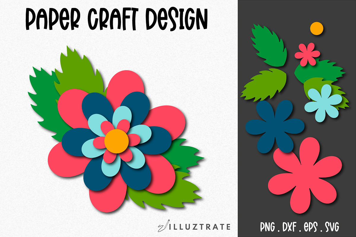 Paper Flower SVG Cut File Bundle, a Decorative Illustration by illuztrate (Photo 8 of 16)