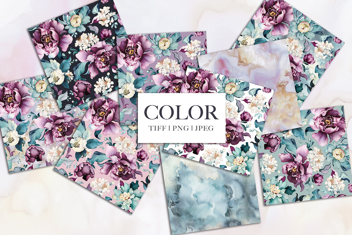 PEONIES seamless pattern, a Pattern Graphic by Lisima (Photo 3 of 16)
