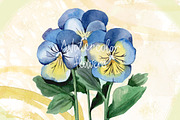 Watercolor flowers set (Pansy), an Illustration by My art shop (Thumbnail 4 of 5)