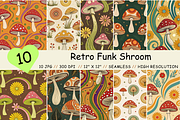 Retro Funk Shroom Digital Paper, a Pattern Graphic by FloridPrintables (Thumbnail 1 of 6)