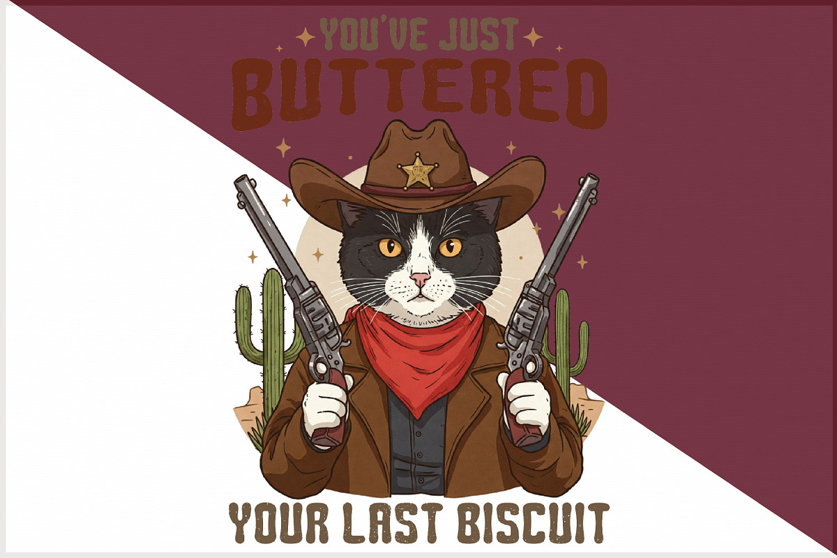 Funny Cat Png ,Retro Cowboy Png, an Illustration by Sublimation Artist (Photo 3 of 6)