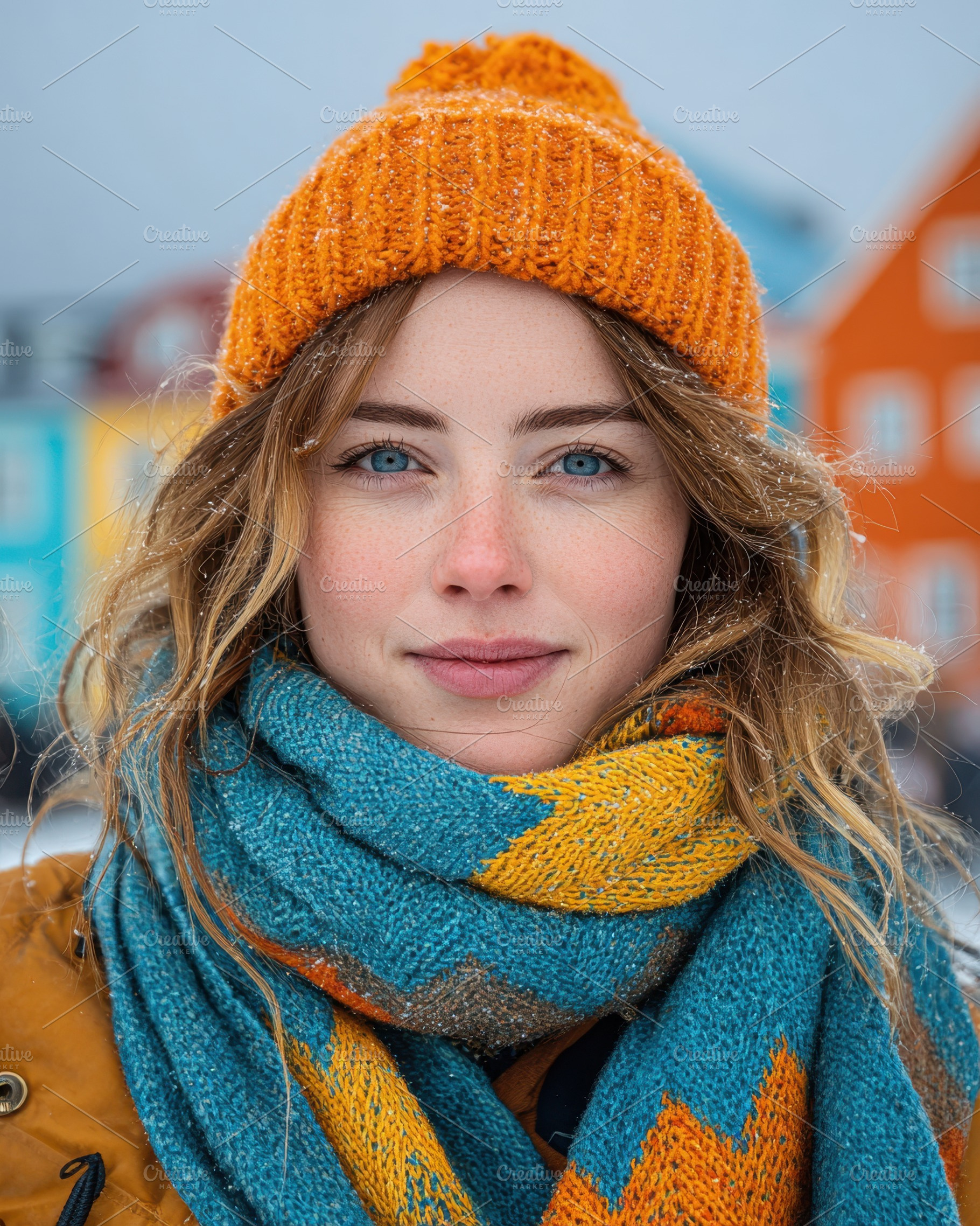Woman in warm hat and scarf in Snowy Setting, a Person Photo by AlyaAnd