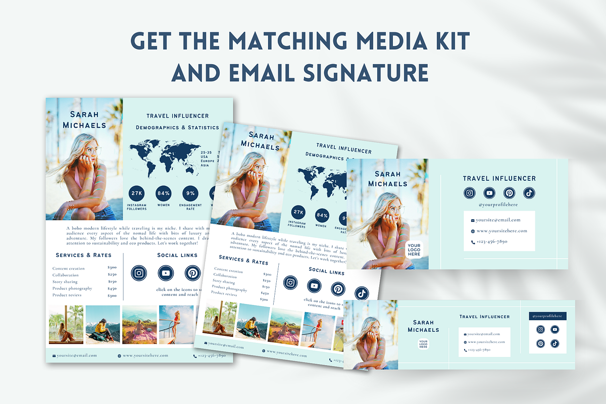 Travel Influencer Business Card Kit, a Business Card Template by Golden Horizons Studio (Photo 6 of 12)