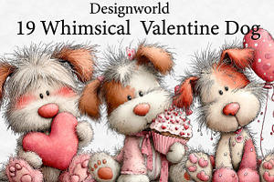 Whimsical Valentine Dog clipart, an Illustration by Designworld