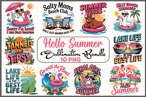 Hello Summer Sublimation Bundle, an Illustration by Libby Wishes