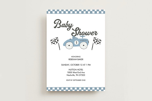 Race Car Baby Shower Invite