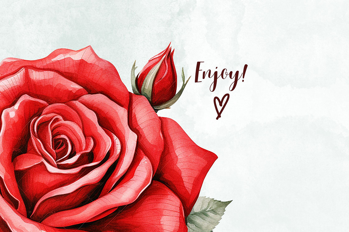 Elegant Roses Watercolor Clipart Set, a Decorative Illustration by Loony Dream Designs (Photo 4 of 4)
