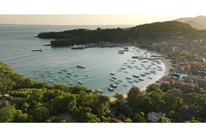 Aerial view Padang Bai harbor Bali