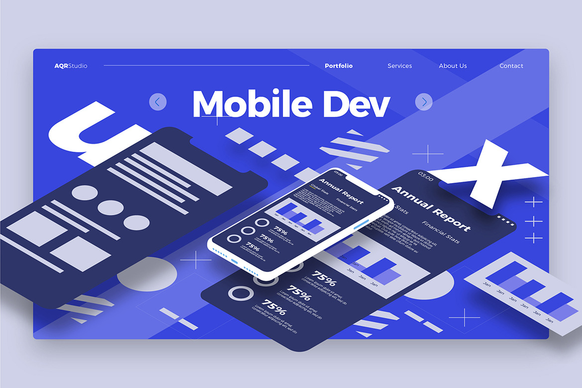 Mobile Dev 2 - Banner & Landing Page, a Templates & Theme by AQR Studio