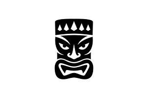 Black tiki mask with diamond crown, an Object Illustration by GraphiShop