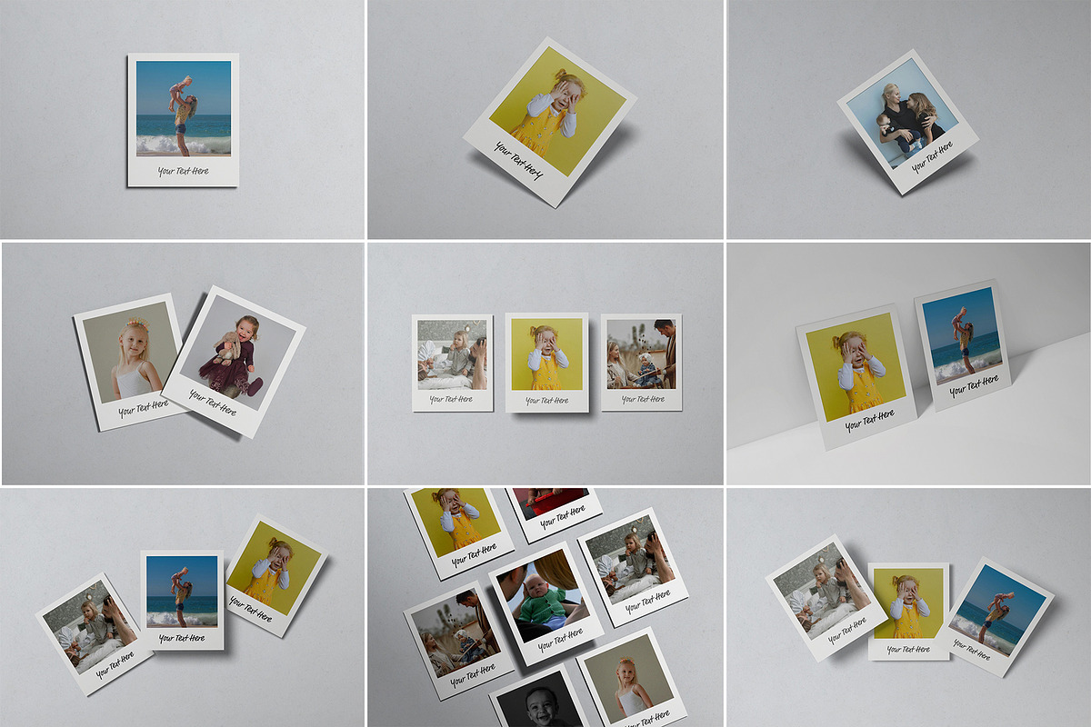 Polaroid Photos Collage Mockup, an Advertising Mockup by Graphic Deal (Photo 9 of 11)