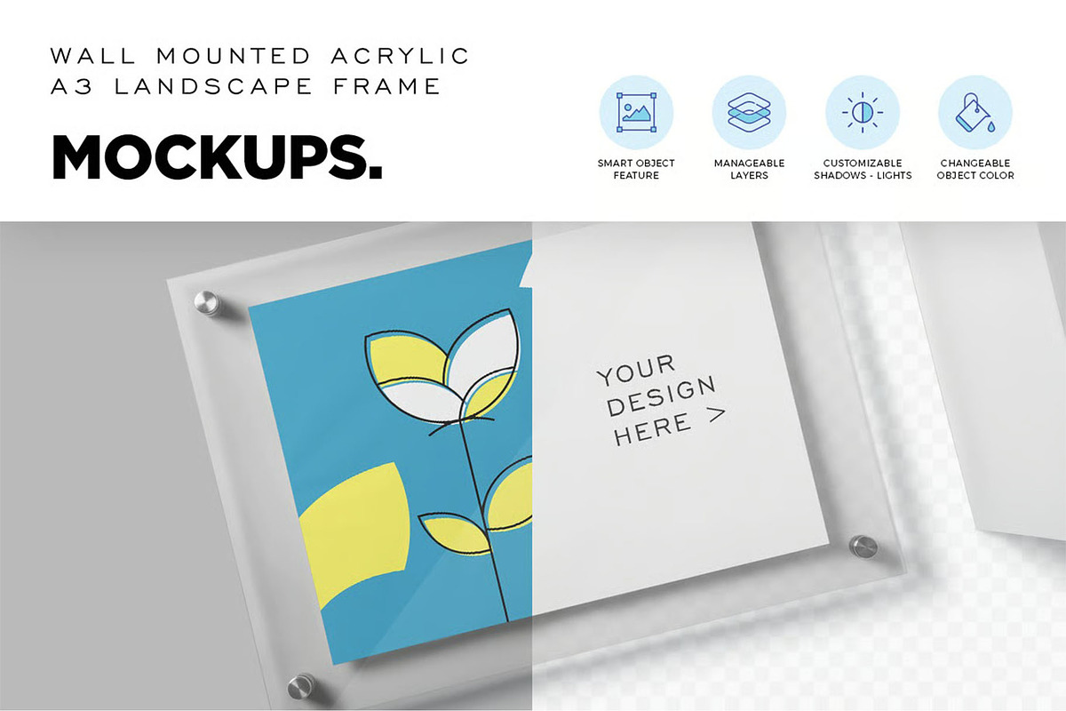 Landscape A3 Acrylic Frame Mockups, an Advertising Mockup by megostudi0 (Photo 2 of 5)