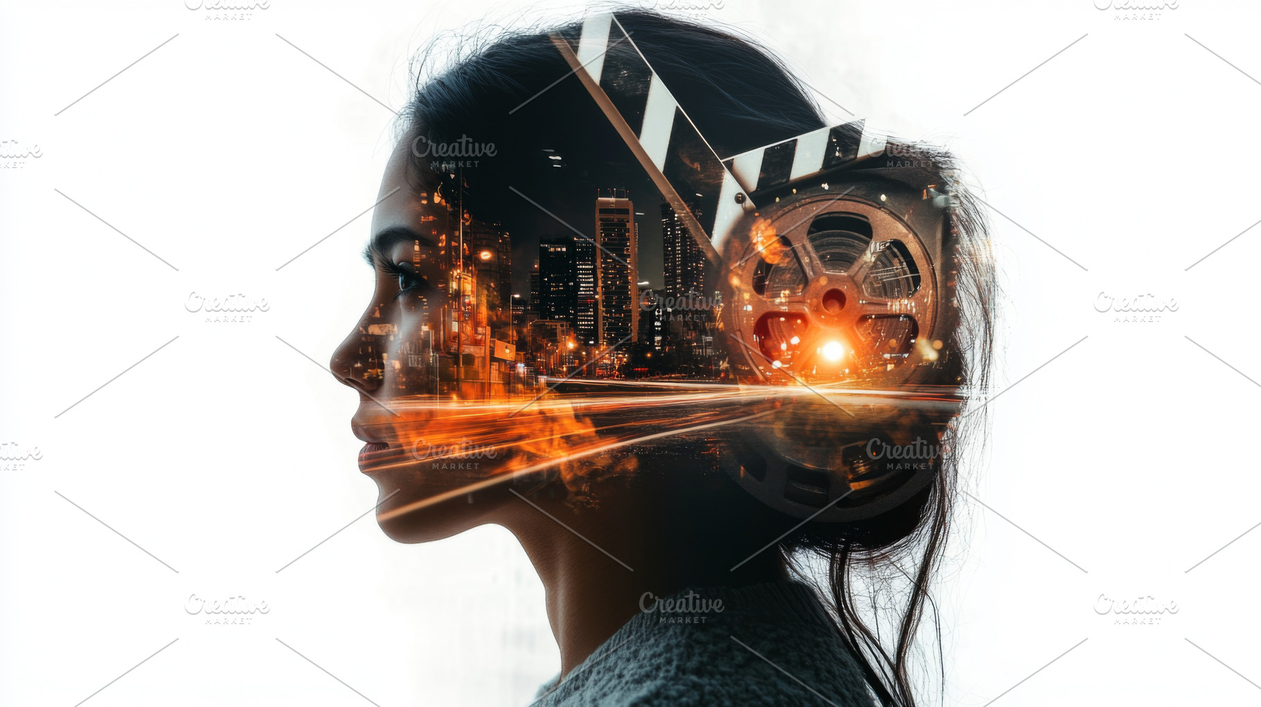 Double exposure of young Latina film, a Photo by Dvoevnore photos