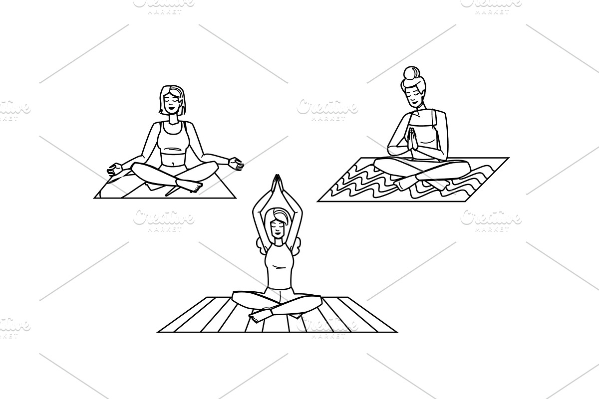 exercise outdoor yoga woman vector, a Person Illustration by pikepicture