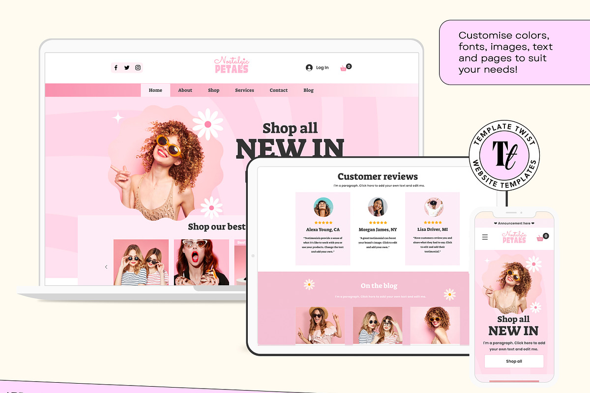 Pink Retro Wix Store Template, a Wix Template by Template Twist Shop (Photo 7 of 10)