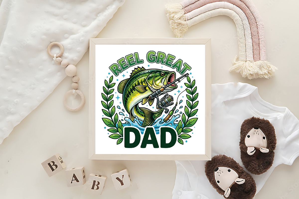 Retro Reel Great Dad Png Fishing Dad, a Work Illustration by CraftArtStudio (Photo 4 of 4)