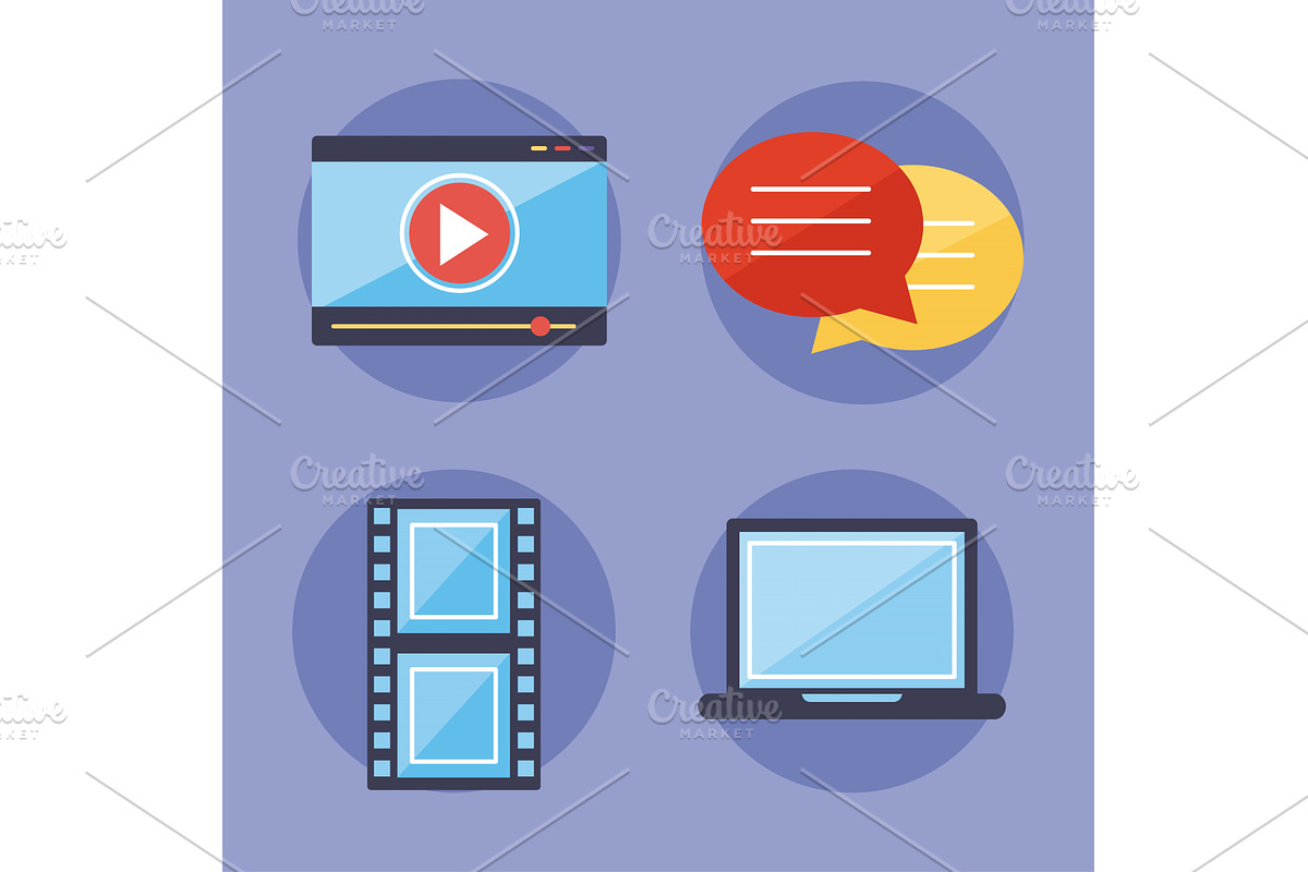 Multimedia content icon set, an Object Illustration by studiogstock