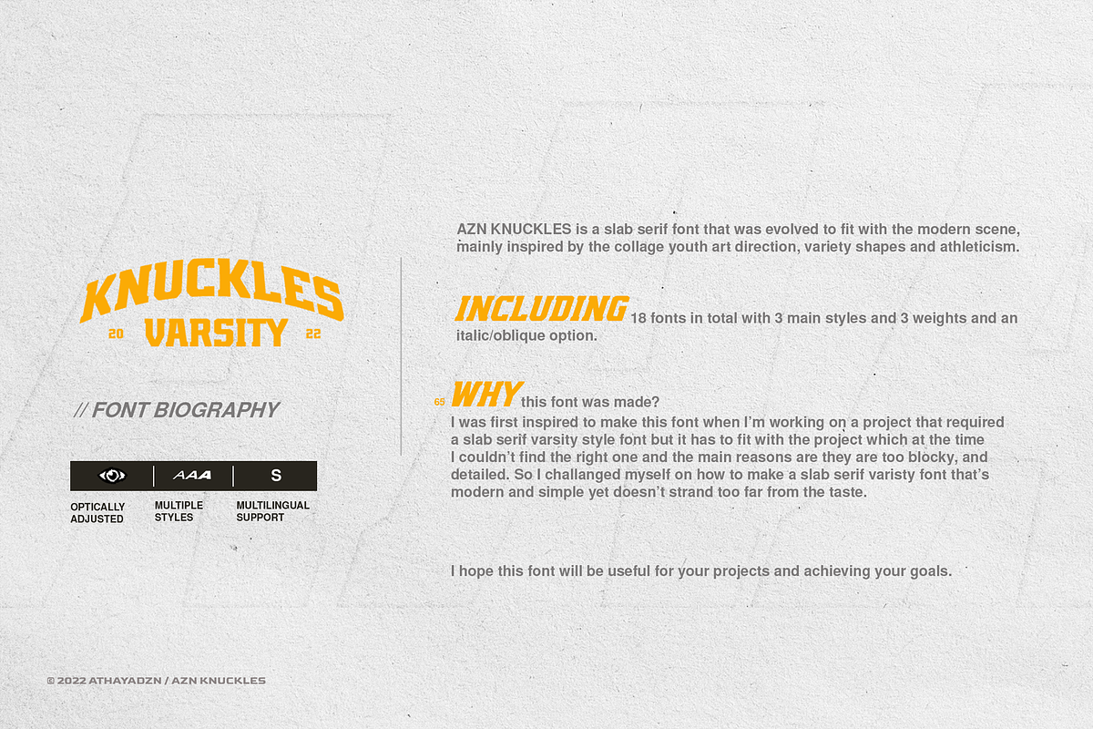 AZN Knuckles Varsity, a Slab Serif Font by AthayaDZN (Photo 2 of 13)