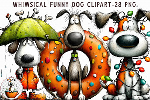 Whimsical Funny Dog Clipart, an Illustration by Libby Wishes