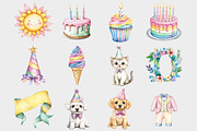 Watercolor Pastel Birthday Clipart, a Seasonal Illustration by Design Market (Thumbnail 3 of 5)