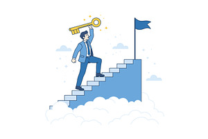 Key to business success and career, a Person Illustration by Artsaba Family