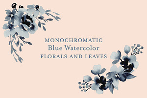 Monochromatic Blue Watercolor Floral