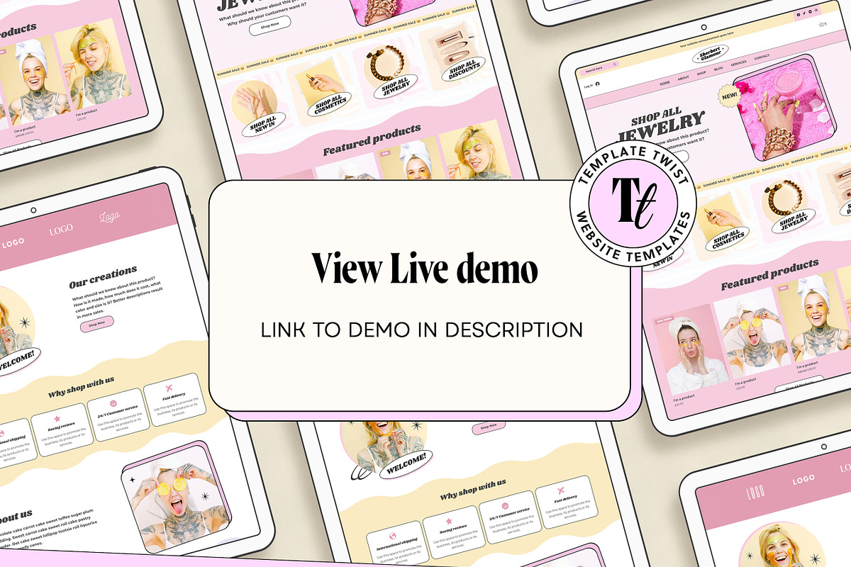 Pink Wix Shop Website Template, a Wix Template by Template Twist Shop (Photo 3 of 10)