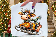 Funny Christmas Highland Cow Clipart, an Illustration by Craft Nest (Thumbnail 3 of 8)