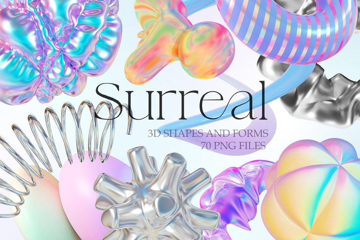 Surreal Holo Abstract 3D Shapes, a Graphic by LarysaZabrotskaya (Photo 1 of 11)