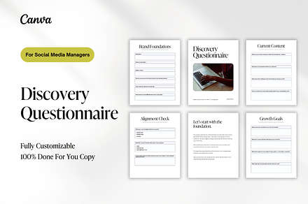 SMM Discovery Questionnaire Template, a Marketing Template by Anessta & Co