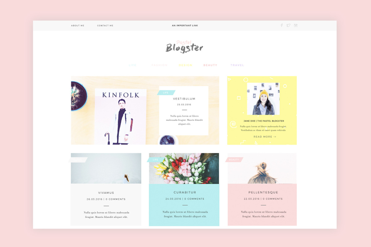 The Pastel Blogster 1.0, a WordPress Template by Studio Caro (Photo 1 of 4)