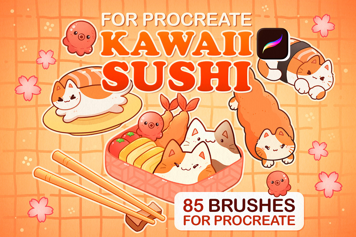Procreate Brushes Anime, Cute Stamps, a Food Illustration by InkPrintsTattoo (Photo 1 of 7)