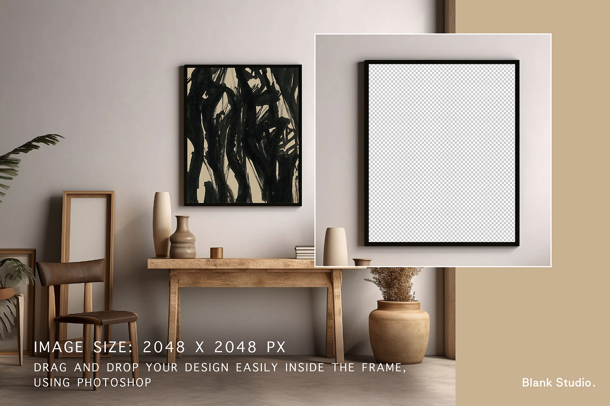 Earth Tones -  Framed Poster Mockup., a Household Mockup by Blank Studio (Photo 2 of 3)