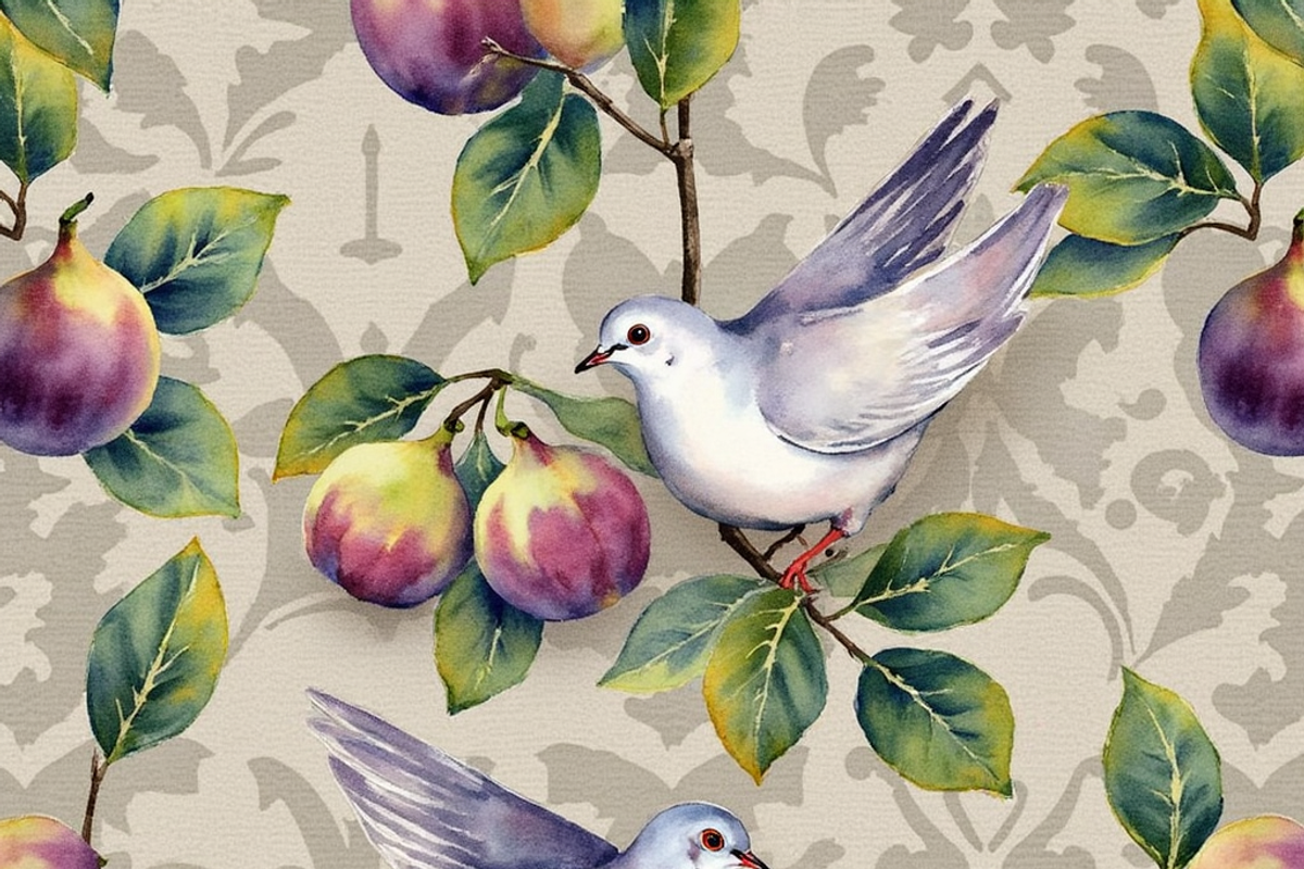 Seamless Pattern Figs and Doves, a Wallpaper Graphic by PLUM&FIGS (Photo 1 of 5)