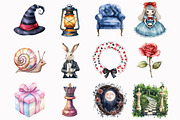 Watercolor Haunted Alice Halloween C, an Illustration by Design Market (Thumbnail 2 of 5)