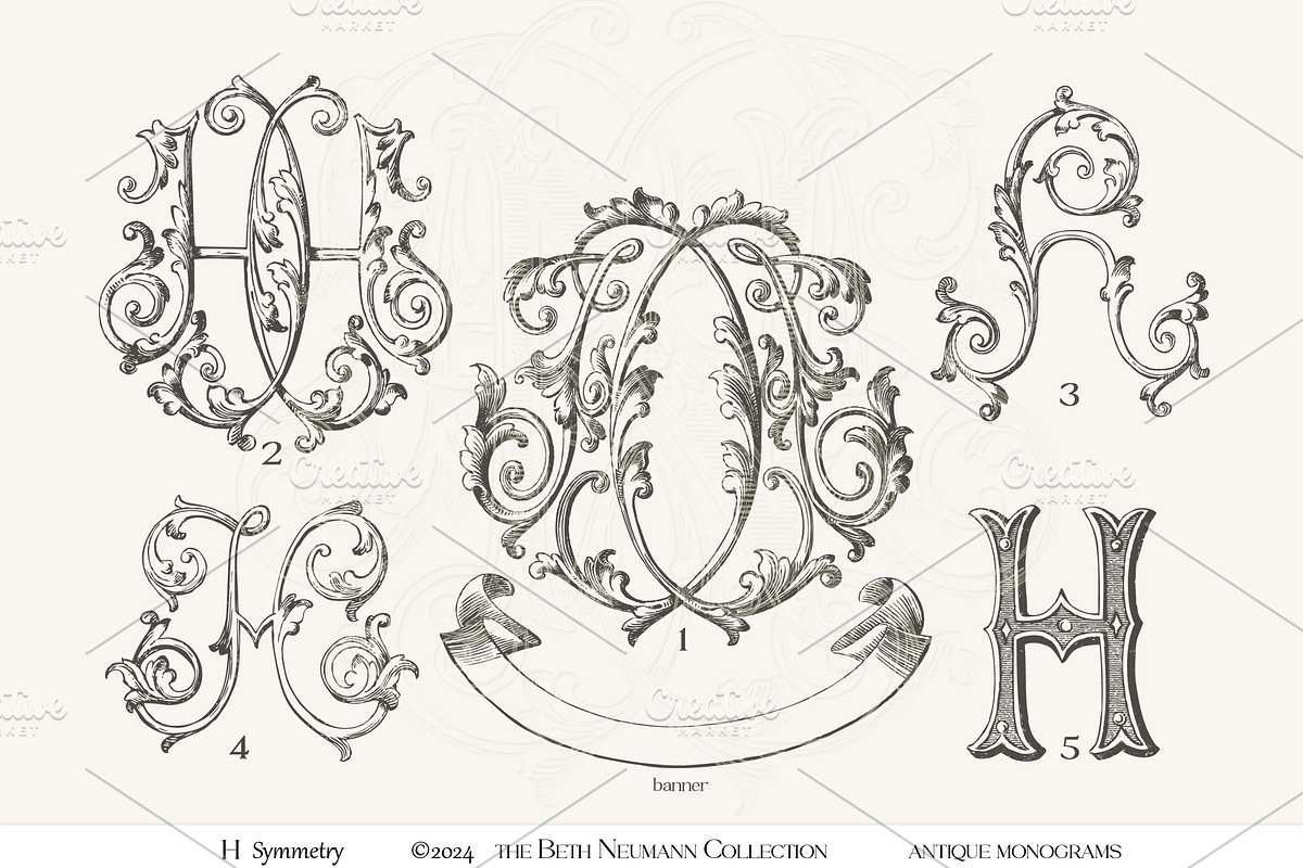 Antique Vintage Monogram Initial H, an Object Graphic by Antique Monograms (Photo 4 of 4)