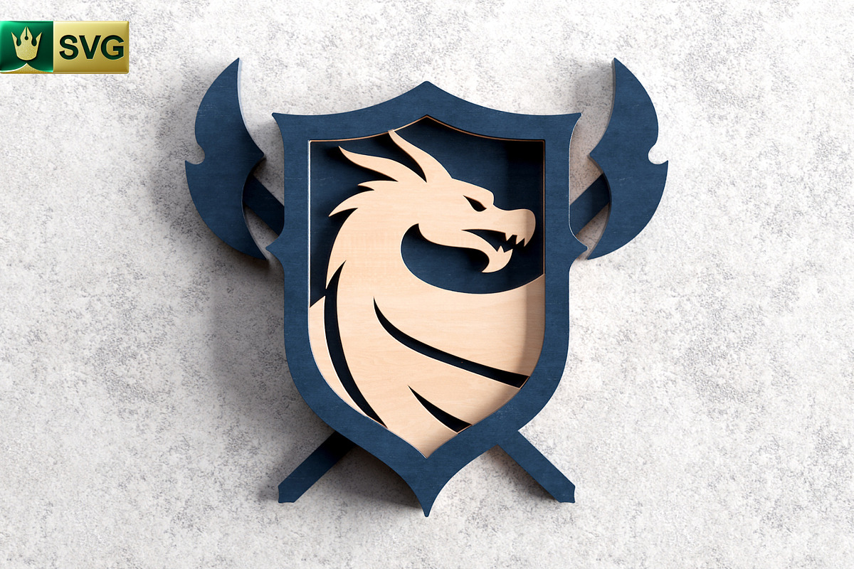 Dragon Shield 3D Layered SVG, an Object Graphic by pixaroma (Photo 9 of 10)