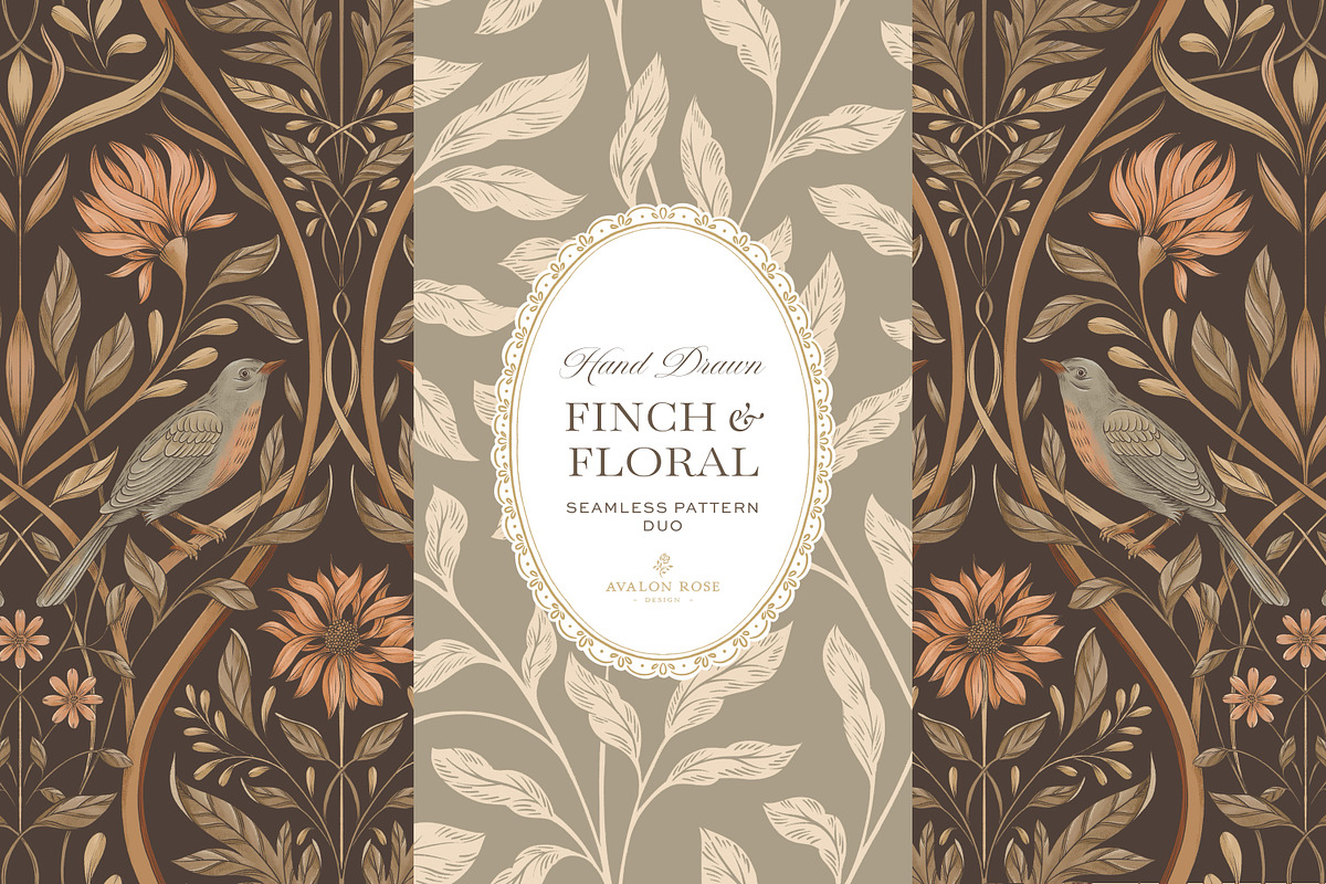 Vintage Bird & Floral Pattern Duo, a Pattern Graphic by Eclectic Anthology (Photo 2 of 13)