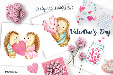 Valentine's Day watercolor clipart