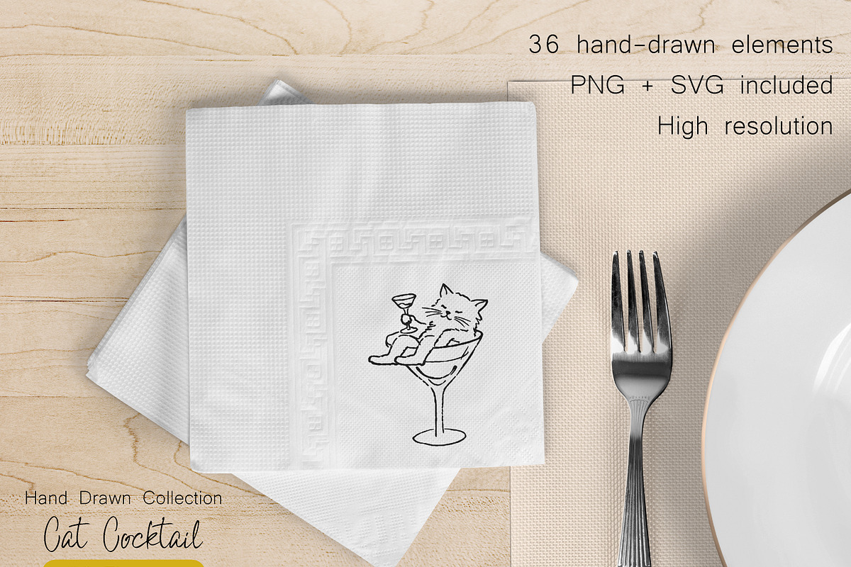 Funny Cocktail Cats Clipart Set, an Animal Illustration by DreamoraArt (Photo 6 of 7)