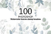 100 Watercolor brushes for photoshop, a Brush Add-On by TaPilipa (Thumbnail 1 of 6)