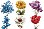 Whimsical Spring flower clipart, an Illustration by Designworld (Thumbnail 4 of 5)