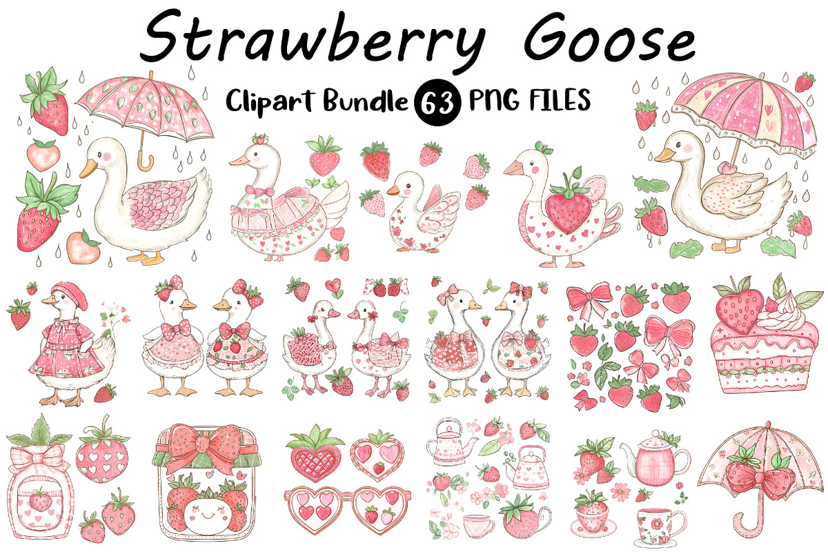 Strawberry Goose Clipart, an Illustration by Digital Artistic99 (Photo 1 of 9)